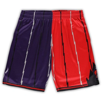 Shop Mitchell & Ness Purple/red Toronto Raptors Big & Tall Hardwood Classics Split Swingman Shorts