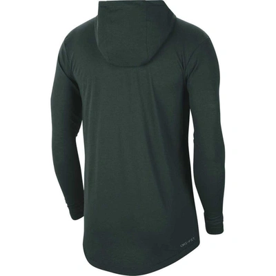 Shop Nike Green Michigan State Spartans Campus Tri-blend Performance Long Sleeve Hooded T-shirt