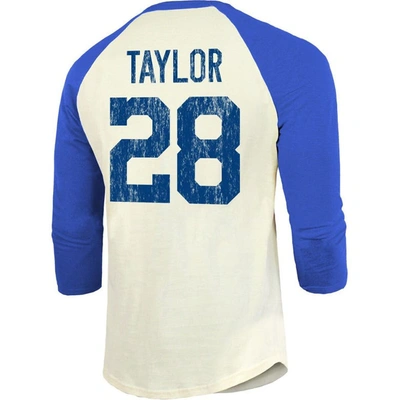 Shop Majestic Threads Jonathan Taylor Cream/royal Indianapolis Colts Player Name & Number Raglan 3/4-slee