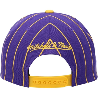 Shop Mitchell & Ness Purple/gold Los Angeles Lakers Hardwood Classics Pinstripe Snapback Hat