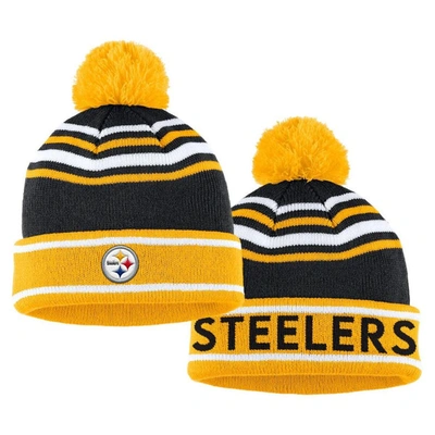 Shop Wear By Erin Andrews Black Pittsburgh Steelers Colorblock Cuffed Knit Hat With Pom And Scarf Set