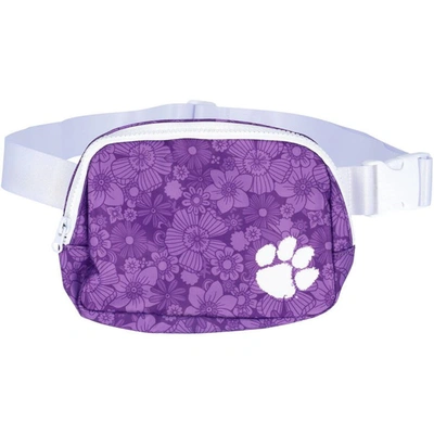 Shop Zoozatz Clemson Tigers Floral Print Fanny Pack In Purple