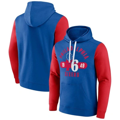 Shop Fanatics Branded Royal/red Philadelphia 76ers Big & Tall Bold Attack Pullover Hoodie