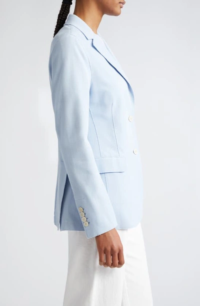 Shop Eleventy Textured Linen Blend Blazer In Baby Blue