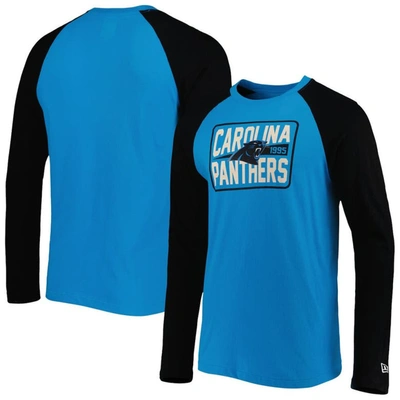 Shop New Era Blue Carolina Panthers Current Raglan Long Sleeve T-shirt