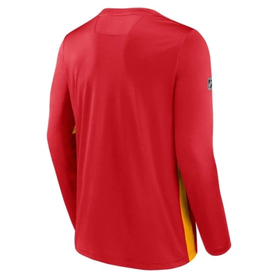 Shop Fanatics Branded Red Calgary Flames Authentic Pro Rink Performance Long Sleeve T-shirt