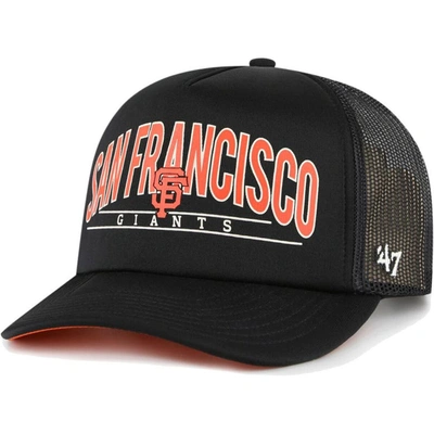 Shop 47 ' Black San Francisco Giants Backhaul Foam Trucker Snapback Hat