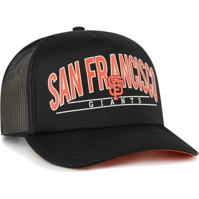 Shop 47 ' Black San Francisco Giants Backhaul Foam Trucker Snapback Hat