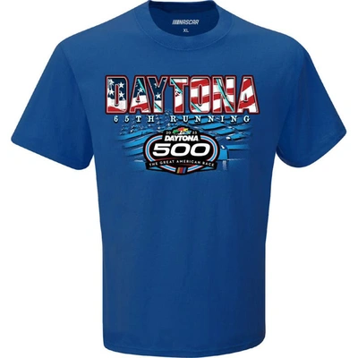 Shop Checkered Flag Royal 2023 Daytona 500 Two Spot Knit Patriotic Eagle T-shirt