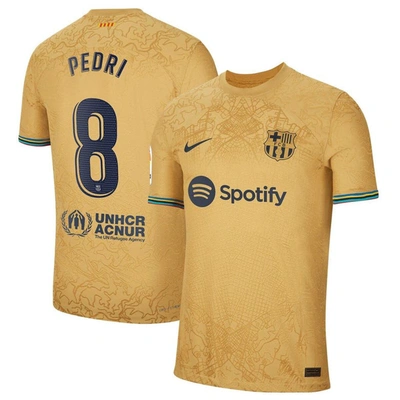 Shop Nike Pedri Gold Barcelona 2022/23 Away Authentic Player Jersey