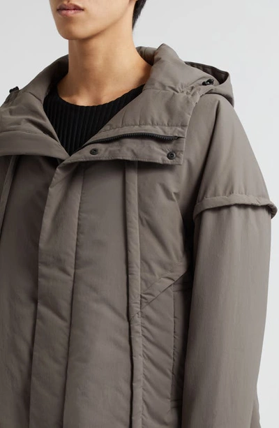 Shop Issey Miyake Homme Plissé  Frame Hooded Coat In 14-charcoal