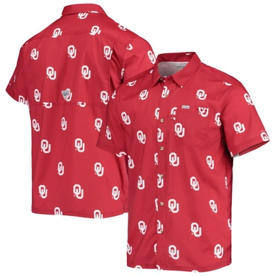 Shop Columbia Crimson Oklahoma Sooners Super Slack Tide Omni-shade Button-up Shirt