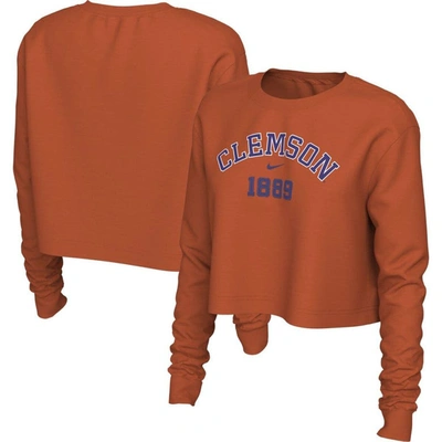 Shop Nike Orange Clemson Tigers Est. Cropped Long Sleeve T-shirt