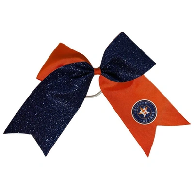 Shop Usa Licensed Bows Houston Astros Jumbo Glitter Bow With Ponytail Holder In Navy