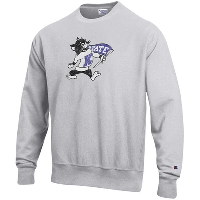 Shop Champion Heathered Gray Kansas State Wildcats Vault Logo Reverse Weave Pullover Sweatshirt In Heather Gray