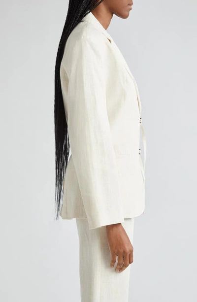 Shop Jacquemus The Galliga Cutout Linen Blend Jacket In Off-white