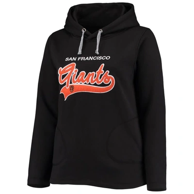 Soft As A Grape Black San Francisco Giants Plus Size Side Split Pullover Hoodie In Black