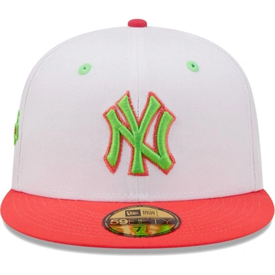 Shop New Era White/coral New York Yankees 100th Anniversary Strawberry Lolli 59fifty Fitted Hat