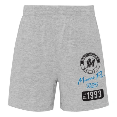 Shop Outerstuff Infant Blue/heather Gray Miami Marlins Ground Out Baller Raglan T-shirt And Shorts Set