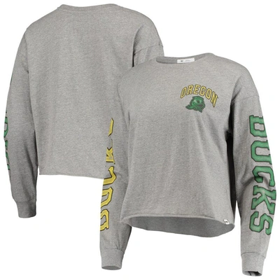 Shop 47 ' Heathered Gray Oregon Ducks Ultra Max Parkway Long Sleeve Cropped T-shirt In Heather Gray