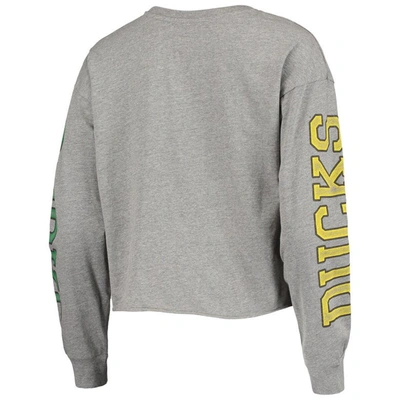 Shop 47 ' Heathered Gray Oregon Ducks Ultra Max Parkway Long Sleeve Cropped T-shirt In Heather Gray