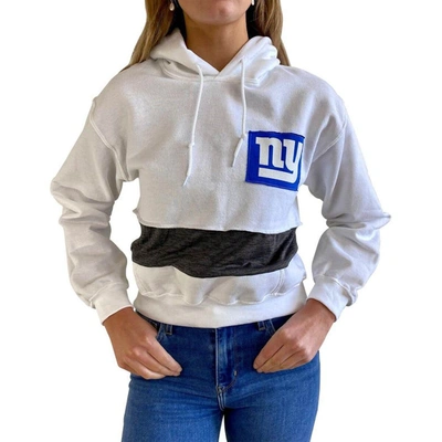 Shop Refried Apparel White New York Giants Sustainable Crop Dolman Pullover Hoodie