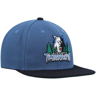 Shop Mitchell & Ness Blue/black Minnesota Timberwolves Hardwood Classics Team Two-tone 2.0 Snapback Hat