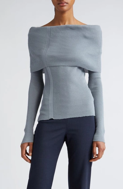 Shop Paloma Wool Palmer Rib Off The Shoulder Sweater In Grey