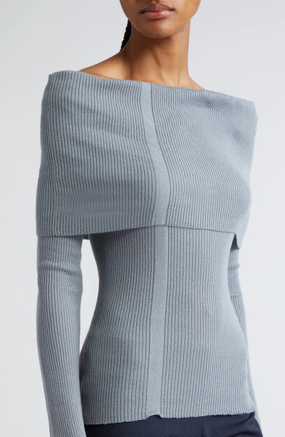 Shop Paloma Wool Palmer Rib Off The Shoulder Sweater In Grey