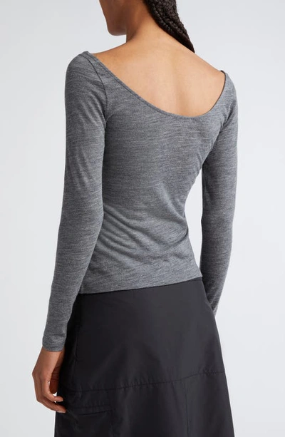 Shop Paloma Wool Meel Long Sleeve Ballet Neck Wool Top In Grey