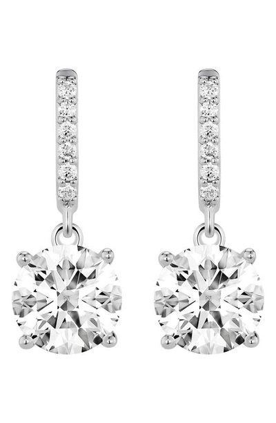 Shop Lightbox Round Lab Grown Diamond Drop Earrings In 2.0ctw White Gold