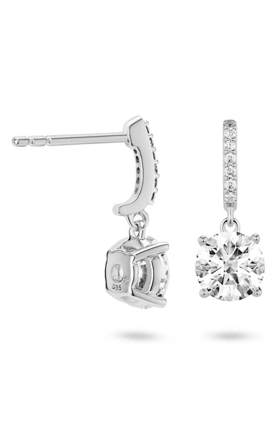 Shop Lightbox Round Lab Grown Diamond Drop Earrings In 2.0ctw White Gold