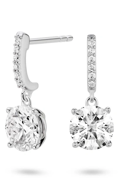 Shop Lightbox Round Lab Grown Diamond Drop Earrings In 2.0ctw White Gold
