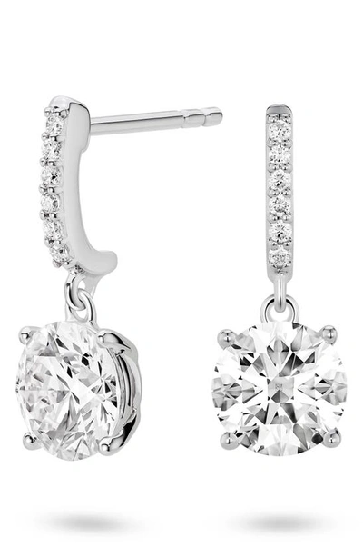 Lightbox Round Lab Grown Diamond Solitaire Drop Earrings In 2.0ctw White Gold