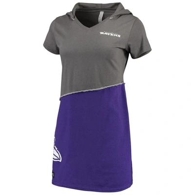 Shop Refried Apparel Charcoal/purple Baltimore Ravens Sustainable Hooded Mini Dress