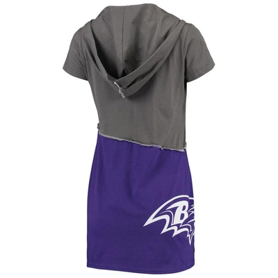 Shop Refried Apparel Charcoal/purple Baltimore Ravens Sustainable Hooded Mini Dress