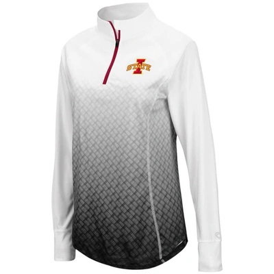 Shop Colosseum White/black Iowa State Cyclones Magic Ombre Lightweight Fitted Quarter-zip Long Sleeve Top