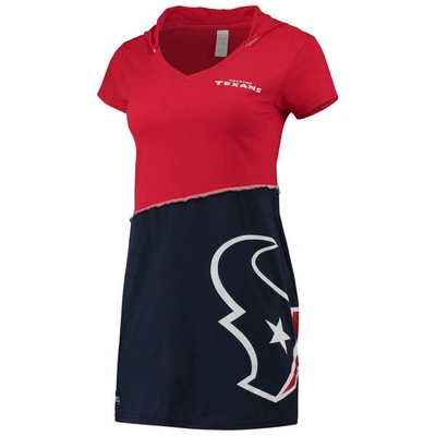 Shop Refried Apparel Red/navy Houston Texans Sustainable Hooded Mini Dress