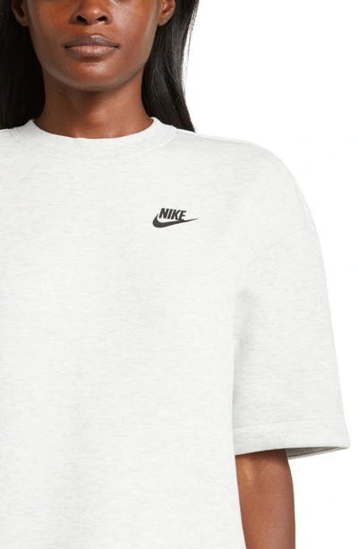 Shop Nike Tech Fleece Oversize T-shirt Dress In Light Grey/ Htr/ Black