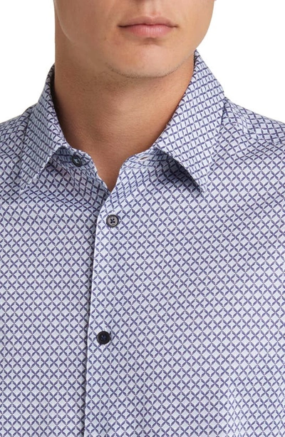 Shop Ted Baker Strine Slim Fit Geo Print Button-up Shirt In Dark Blue