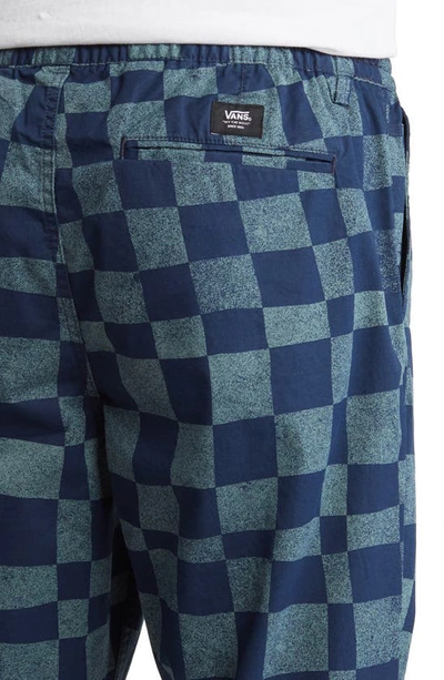 Shop Vans Range Relaxed Fit Checkerboard Cotton Drawstring Pants In North Atlantic-dress Blues
