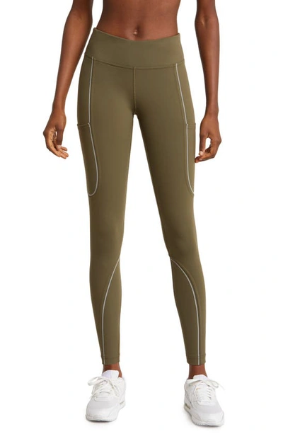 Shop Outdoor Voices Frostknit 7/8 Pocket Leggings In Olive Branch