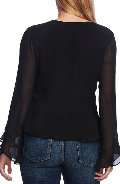 Shop Vince Camuto Long Chiffon Sleeve Blouse In Rich Black