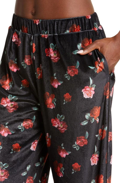 Shop Kilo Brava Wrap Wide Leg Velvet Pajamas In Roses Print