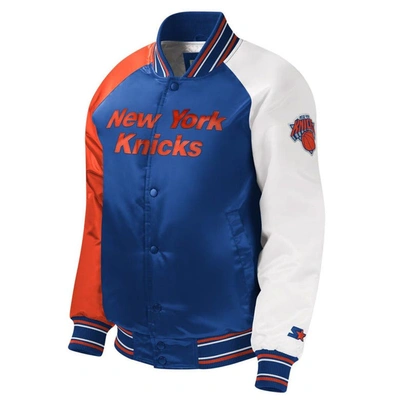 Shop Starter Youth  Royal New York Knicks Raglan Full-snap Varsity Jacket
