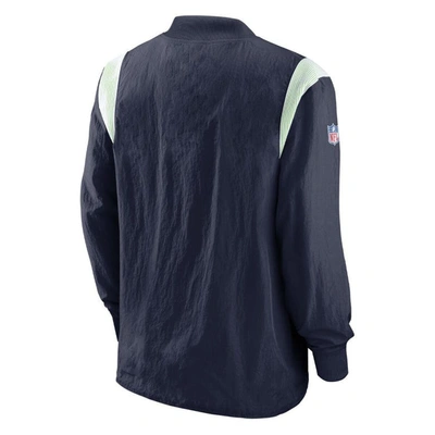 Shop Nike College Navy Seattle Seahawks Sideline Athletic Stack V-neck Pullover Windshirt Jacket