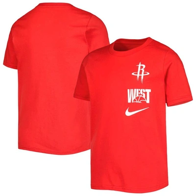 Shop Nike Youth   Red Houston Rockets Vs Block Essential T-shirt