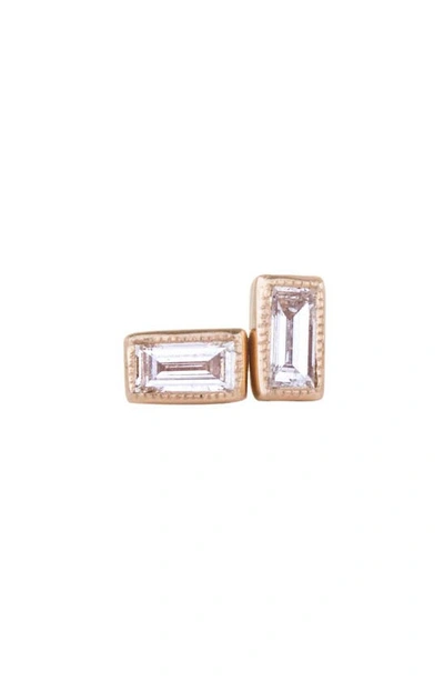 Shop Sethi Couture Baguette Diamond Stud Earrings In D0.24 18kyg