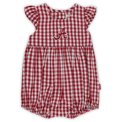 Shop Garb Girls Infant  Crimson Alabama Crimson Tide Cara Woven Gingham Ruffled Bodysuit