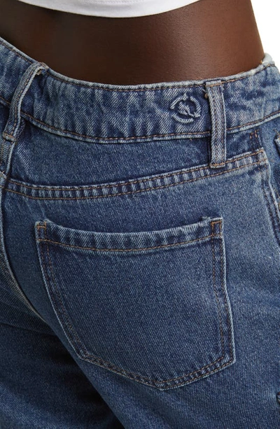 Ptcl Foldover Waist Wide Leg Cargo Jeans In Dark Wash